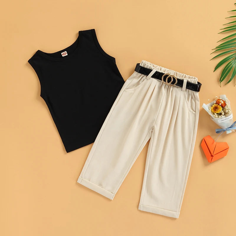 2-teiliges Set – Elegantes Top & Komfort-Hose mit Gürtel