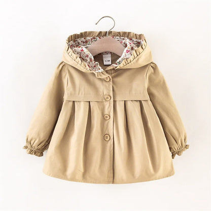 Mädchen Kapuzenjacke mit Blumenfutter – 8 Farben