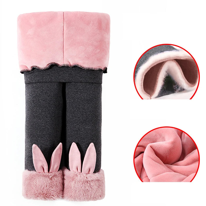 Kinder Leggings für Mädchen mit Fleece-Innenleben | Hase