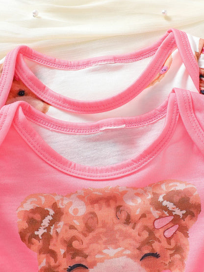 2er-Multipack Baby-Bodys für Mädchen mit Bärenmotiv