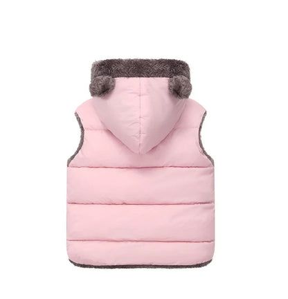 Flauschige Kinderweste mit Kapuze & Bärchen-Ohren