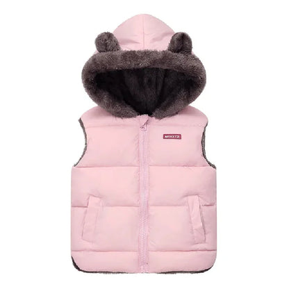 Flauschige Kinderweste mit Kapuze & Bärchen-Ohren