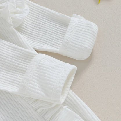 Baby Overall & Kopfband mit Rüschen im Rippstrick-Design für Mädchen