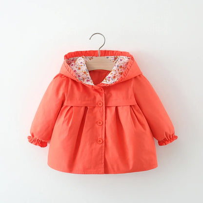 Mädchen Kapuzenjacke mit Blumenfutter – 8 Farben