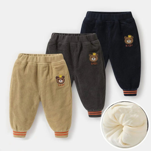 Kinder Cordhosen mit Teddy-Stickerei – Warm, Bequem & Stylisch