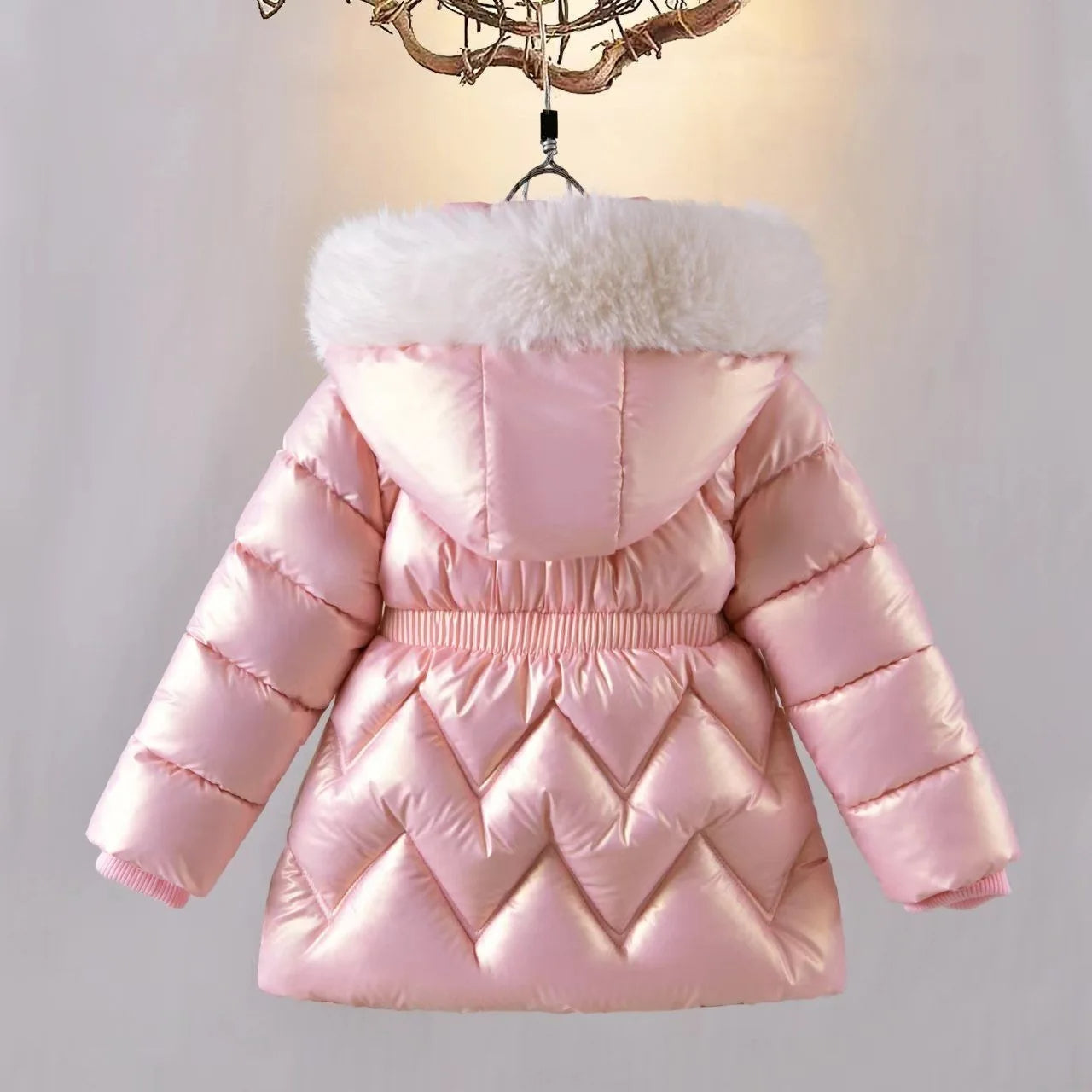 Elegante Mädchen-Winterjacke mit Kunstfellkapuze