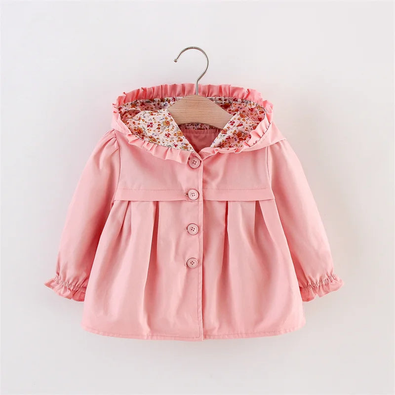Mädchen Kapuzenjacke mit Blumenfutter – 8 Farben