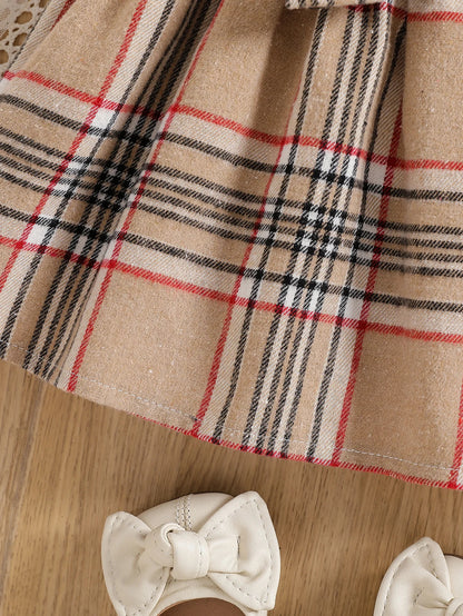 Modern Kid Premium Mädchenkleid mit Karomuster & Haarband