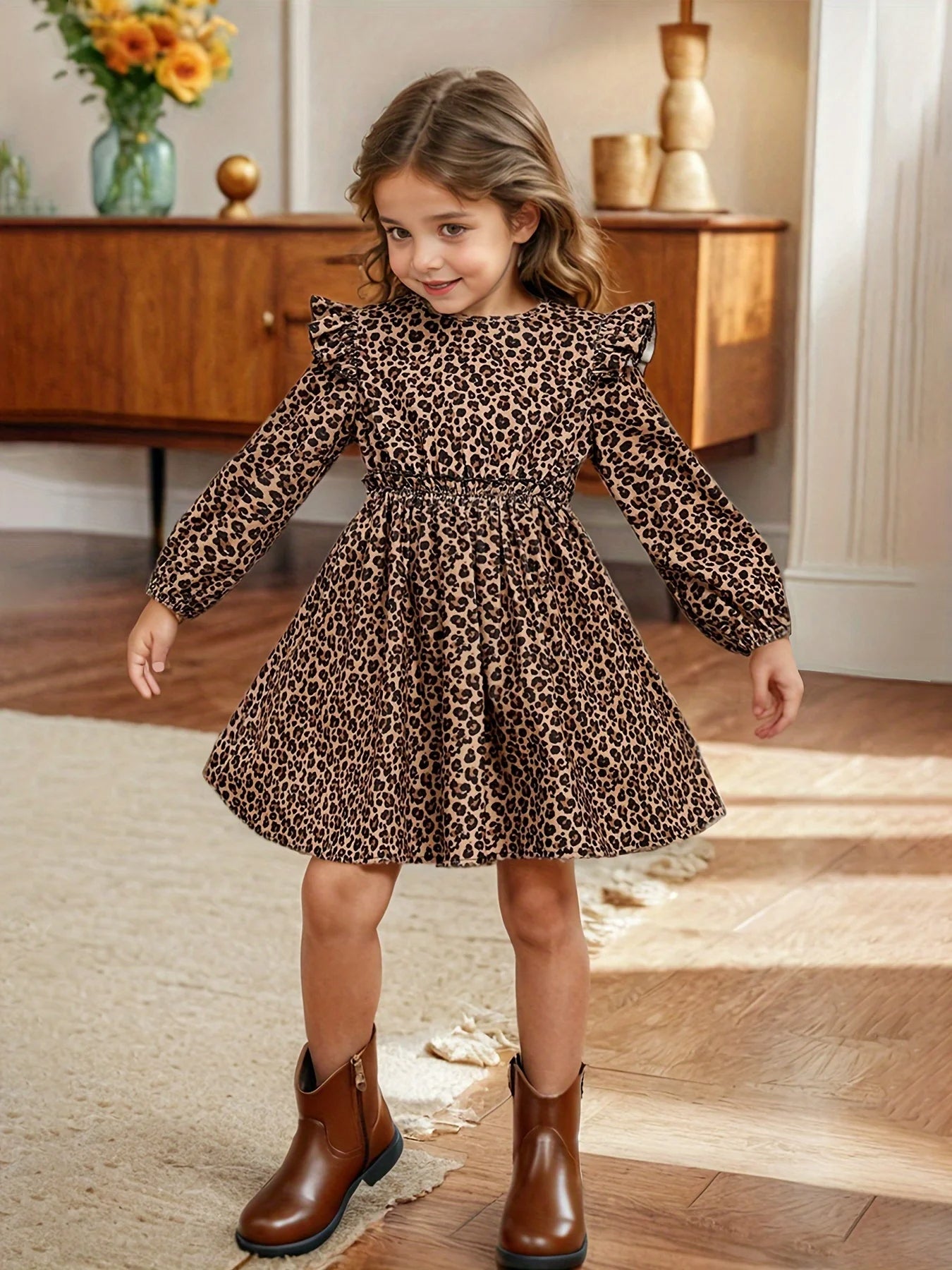 Mädchen Kleid mit Leopardenmuster – Stilvoll & Bequem für kleine Trendsetterinnen