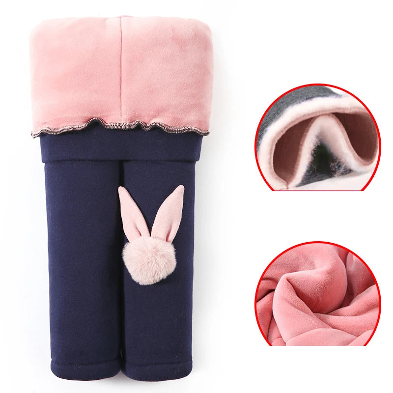 Kinder Leggings für Mädchen mit Fleece-Innenleben | Hase