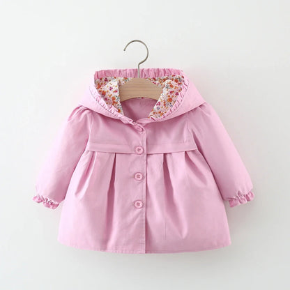 Mädchen Kapuzenjacke mit Blumenfutter – 8 Farben