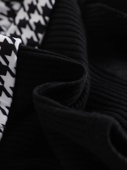 Baby-Mädchen Outfit – 3-teiliges Set mit Hahnentritt-Kleid, Stirnband & Strümpfen