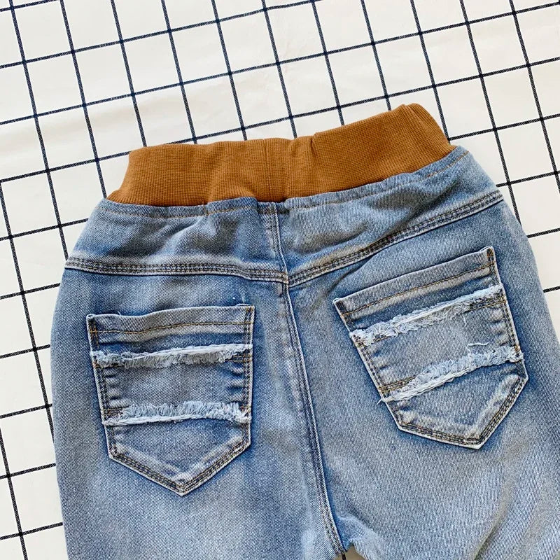 Jeanshose Light Denim mit Hosenbund im Used-Look