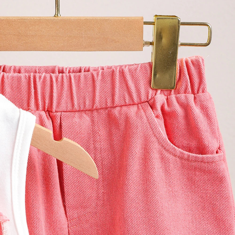 Set für Mädchen – Stylisches 2-teiliges Outfit in Rosa & Weiß