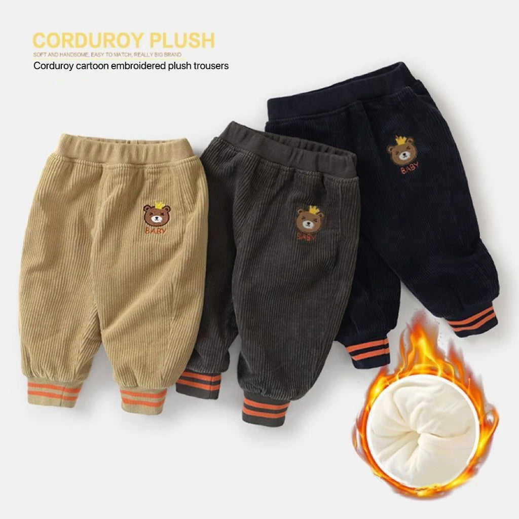 Kinder Cordhosen mit Teddy-Stickerei – Warm, Bequem & Stylisch