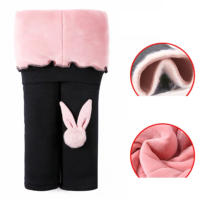 Kinder Leggings für Mädchen mit Fleece-Innenleben | Hase