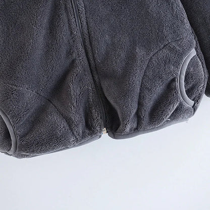 Einfarbige Fleecejacke für Jungen & Mädchen ohne Kapuze