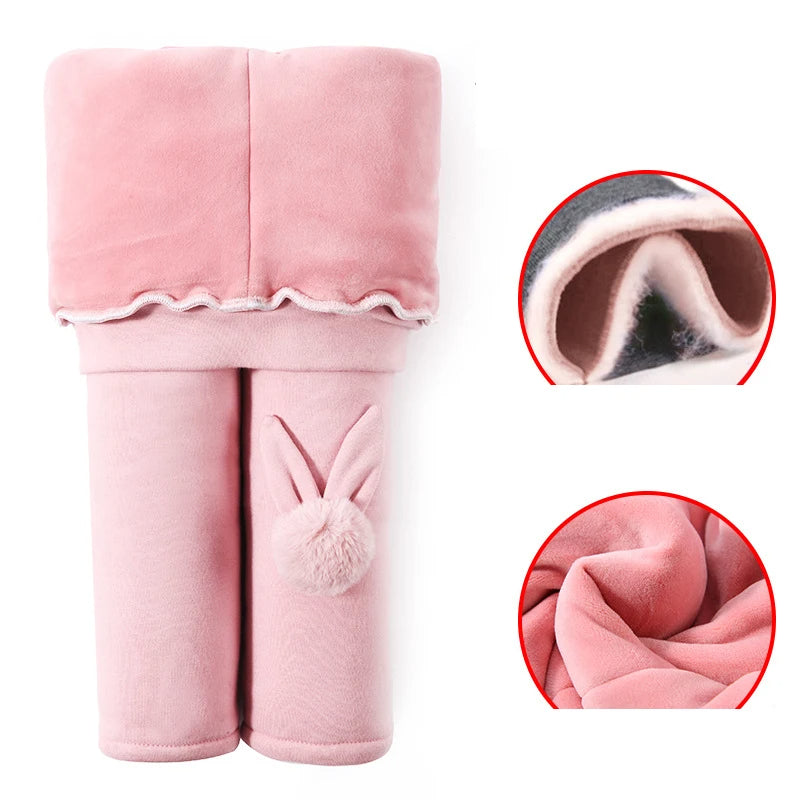 Kinder Leggings für Mädchen mit Fleece-Innenleben | Hase