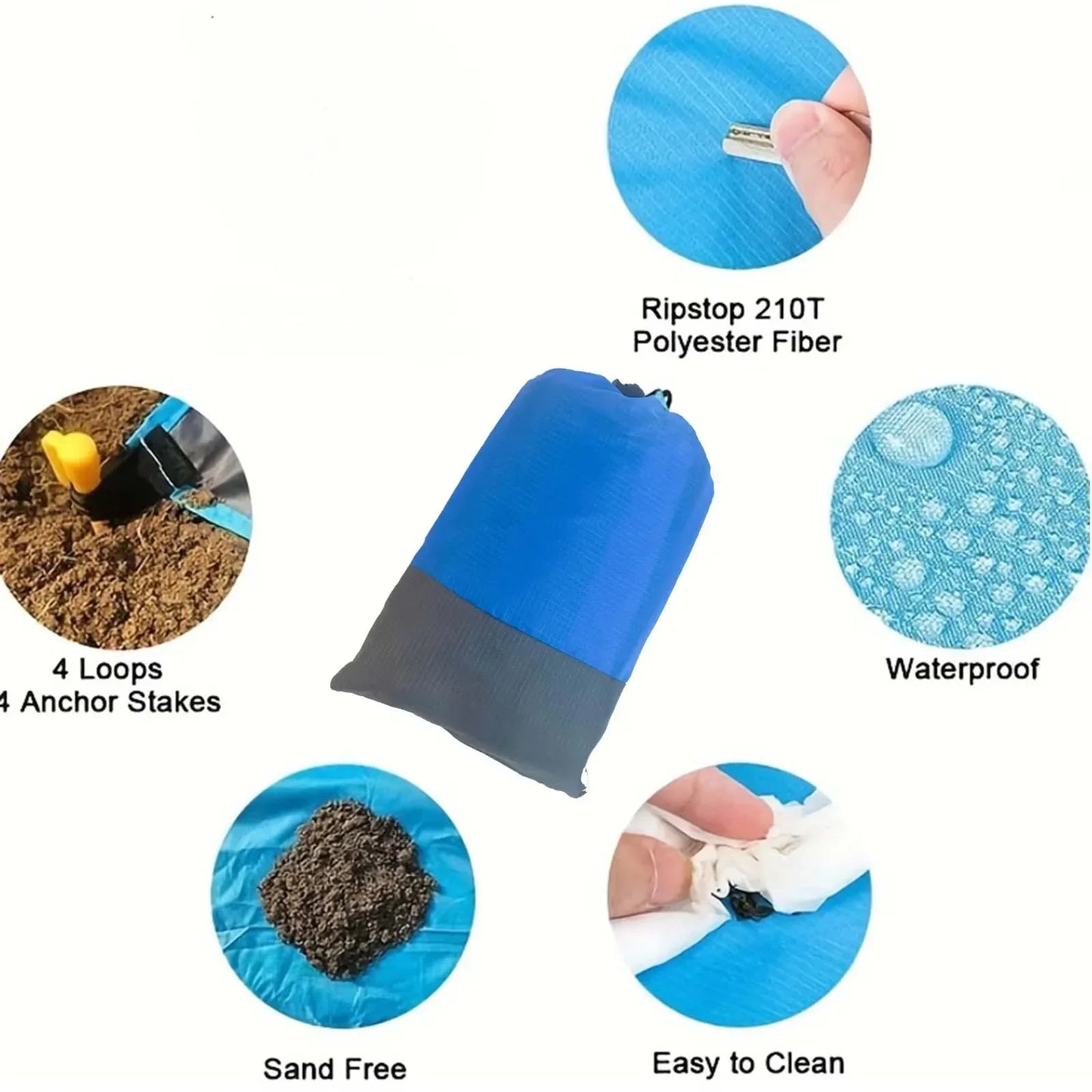 Familien-Stranddecke XXL – Wasserabweisend, Leicht & Vielseitig