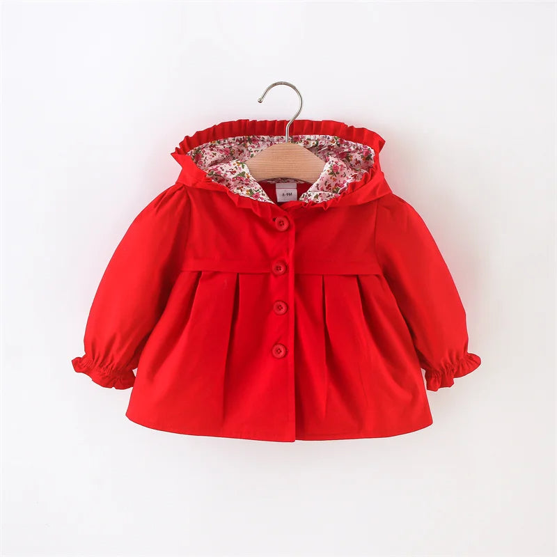 Mädchen Kapuzenjacke mit Blumenfutter – 8 Farben