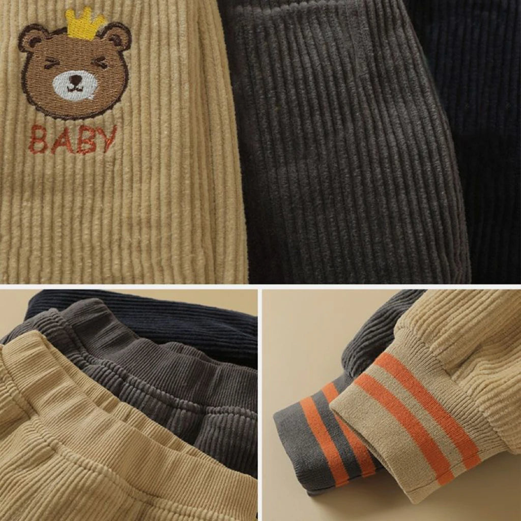 Kinder Cordhosen mit Teddy-Stickerei – Warm, Bequem & Stylisch