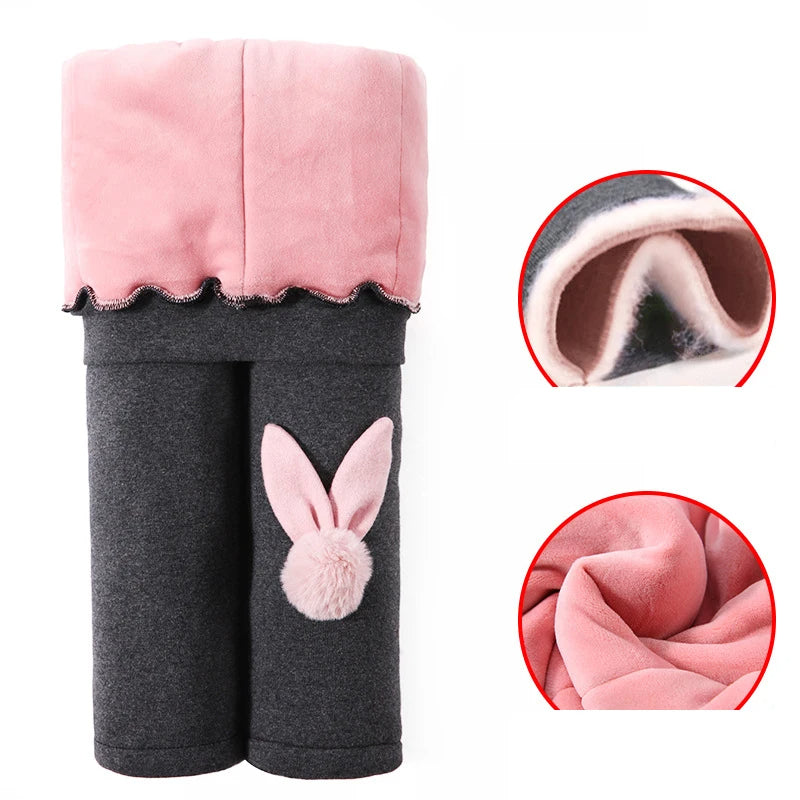 Kinder Leggings für Mädchen mit Fleece-Innenleben | Hase