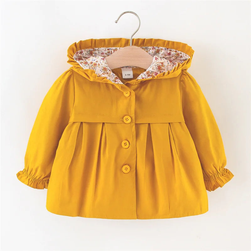 Mädchen Kapuzenjacke mit Blumenfutter – 8 Farben