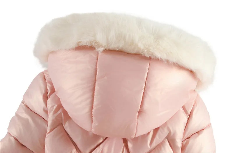 Elegante Mädchen-Winterjacke mit Kunstfellkapuze