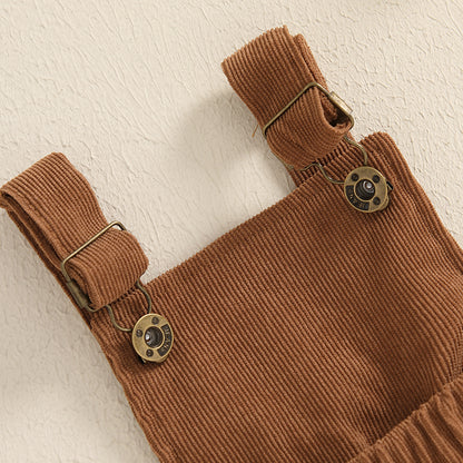 2-teiliges Baby Outfit mit Cordrock – langärmeliger Body & Trägerrock