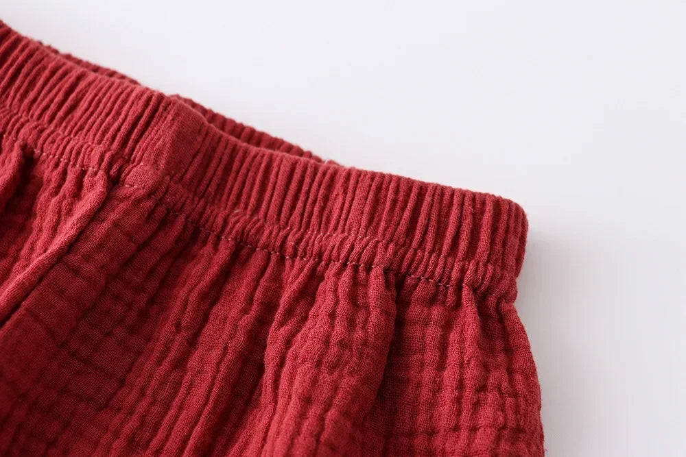 Jungen Musselin Set 2-teilig – Sommer Outfit mit Knopfleiste