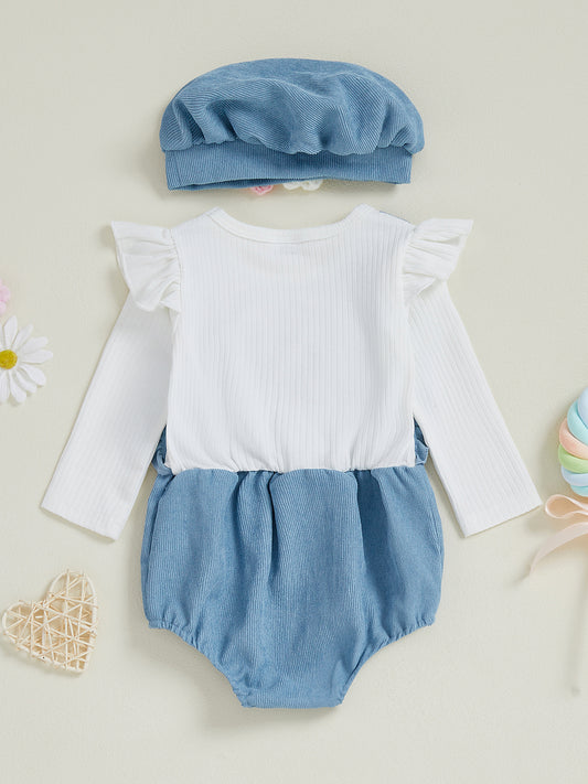 Baby Body mit Blumenstickerei und Mütze