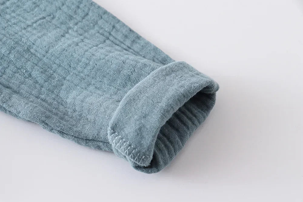 Jungen Musselin Set 2-teilig – Sommer Outfit mit Knopfleiste