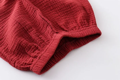 Jungen Musselin Set 2-teilig – Sommer Outfit mit Knopfleiste