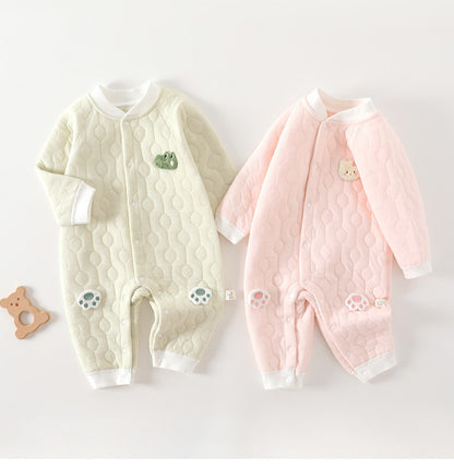 Baby Strampler mit Steppstruktur & Tierdetail