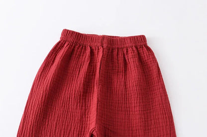 Jungen Musselin Set 2-teilig – Sommer Outfit mit Knopfleiste