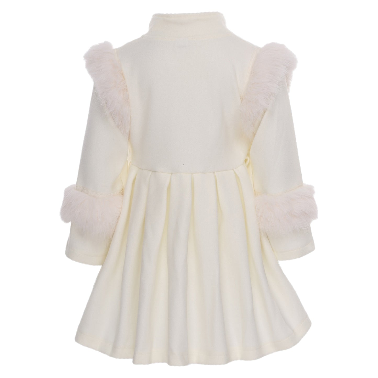 Festlicher Mädchenmantel mit Kunstfellbesatz – warm gefüttert & edel in Creme