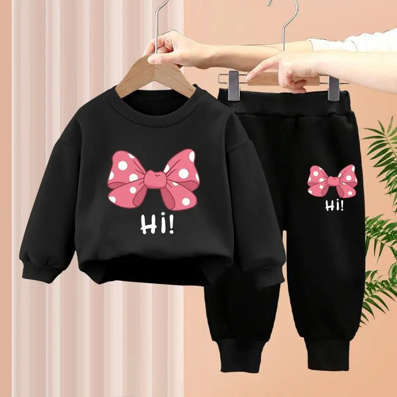 Kuschelweiches Kinder-Sweatshirt-Set mit Schleifenmotiv