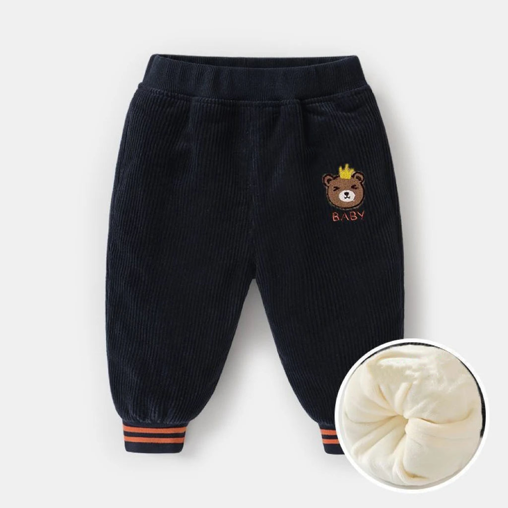 Kinder Cordhosen mit Teddy-Stickerei – Warm, Bequem & Stylisch