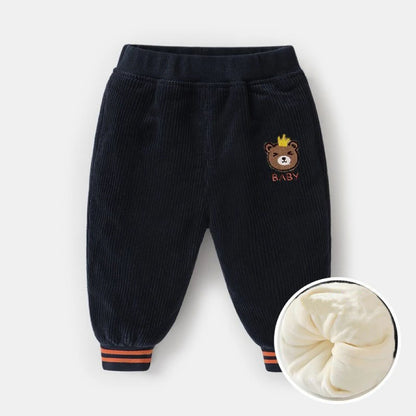 Kinder Cordhosen mit Teddy-Stickerei – Warm, Bequem & Stylisch
