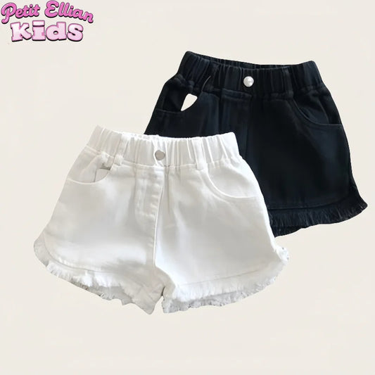 Bequeme Kinder-Shorts in Schwarz & Weiß für Mädchen