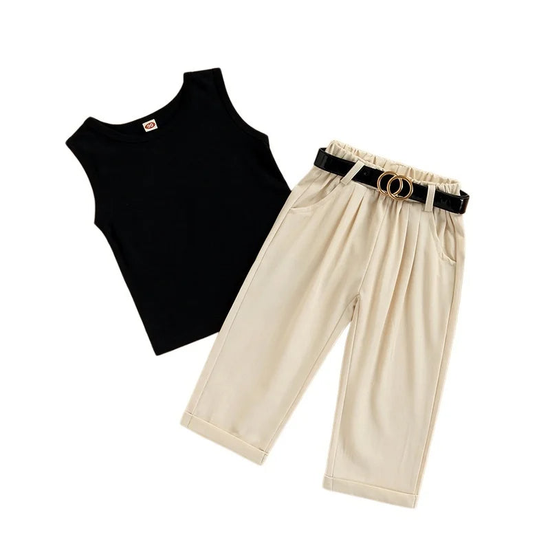 2-teiliges Set – Elegantes Top & Komfort-Hose mit Gürtel