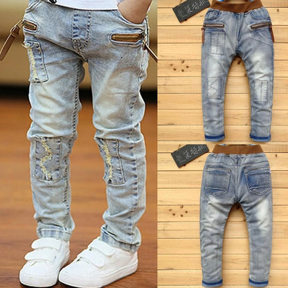 Jeanshose Light Denim mit Hosenbund im Used-Look