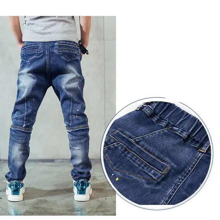 Jeanshose Blue Denim mit Hosenbund Painted