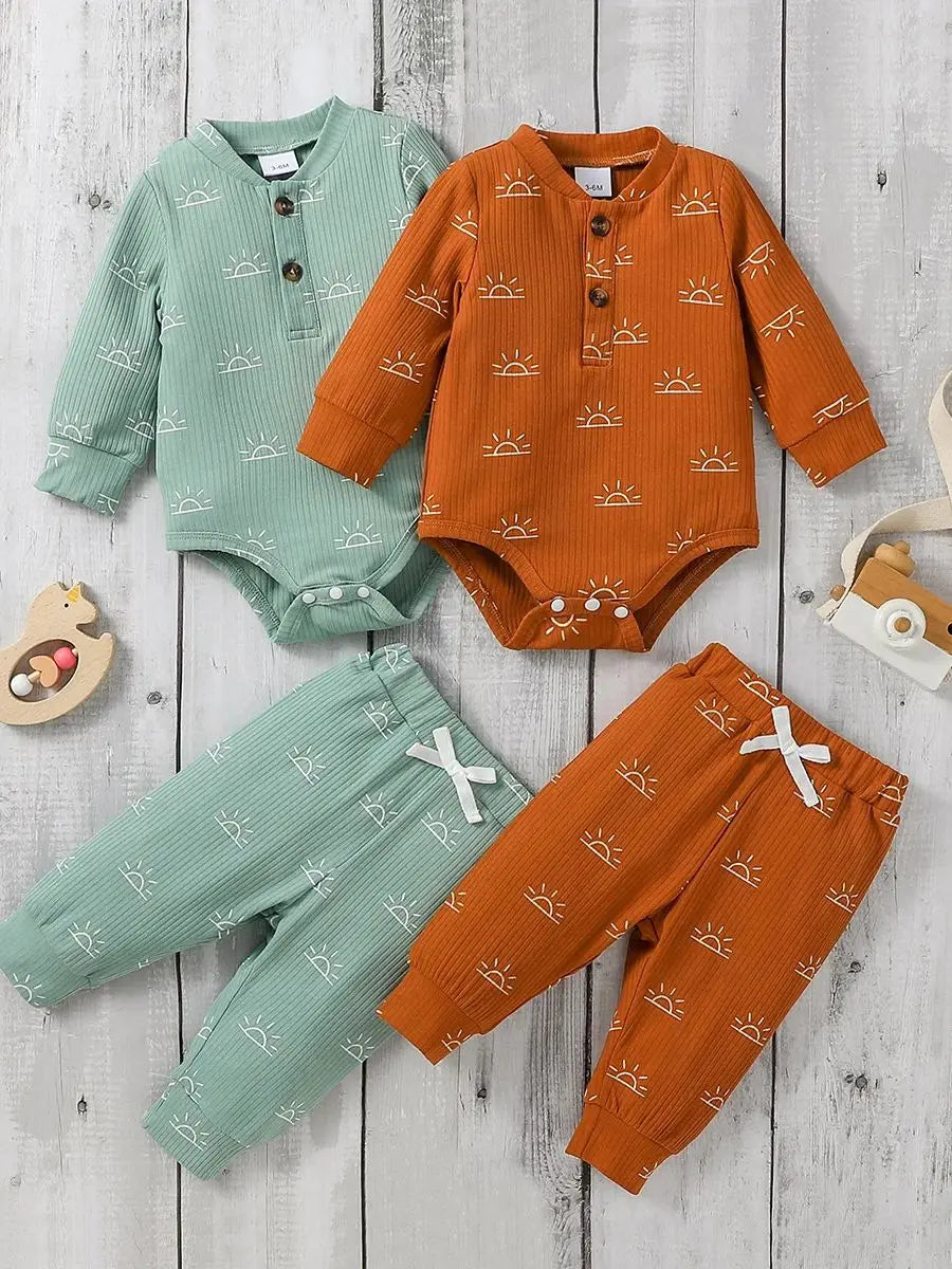 Baby Jungen 2-teiliges Outfit mit Sonnen-Print – Body & Hose
