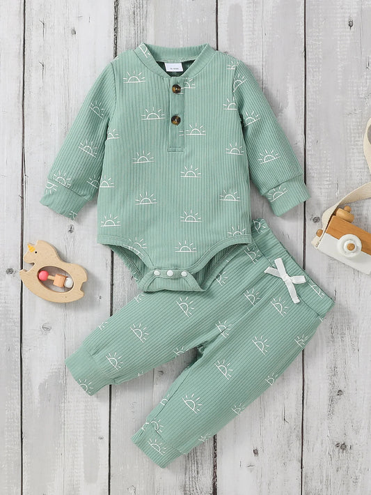 Baby Jungen 2-teiliges Outfit mit Sonnen-Print – Body & Hose