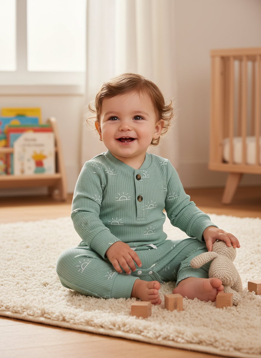 Baby Jungen 2-teiliges Outfit mit Sonnen-Print – Body & Hose