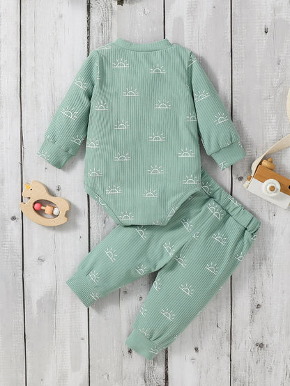 Baby Jungen 2-teiliges Outfit mit Sonnen-Print – Body & Hose