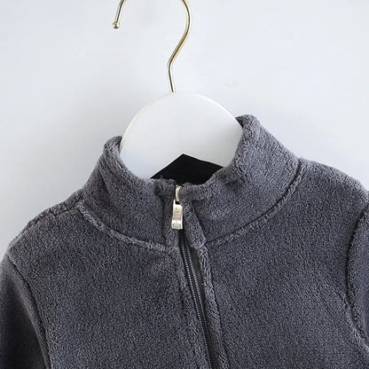 Einfarbige Fleecejacke für Jungen & Mädchen ohne Kapuze