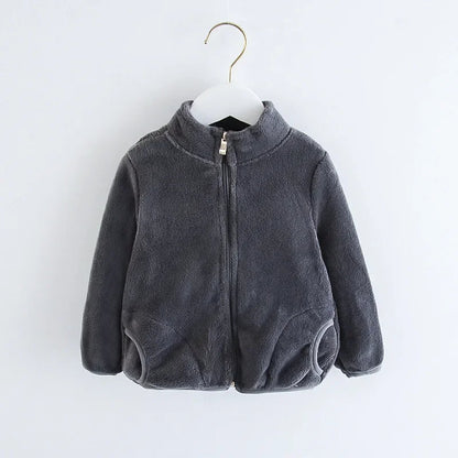 Einfarbige Fleecejacke für Jungen & Mädchen ohne Kapuze