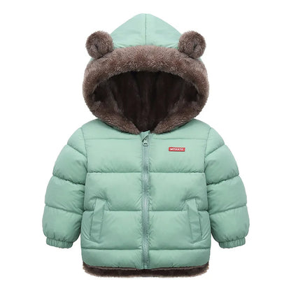 Winterjacke mit Kapuze & Ohren | Innenleben aus Teddyfell / Daunenjacke / Steppjacke